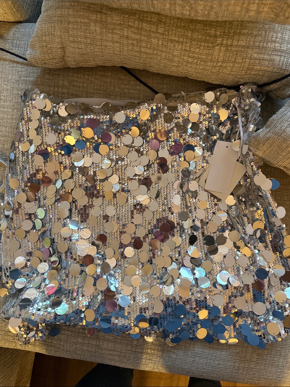 Sequin Mini Skirt - Silver Reflective